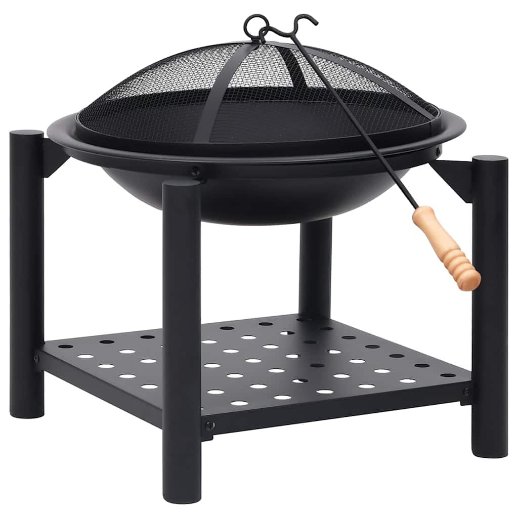 vidaXL Brasero con Atizador Jardín Patio Terraza Balcón Exterior Cuenco Chimenea Fogata Hornillo Calentador Calefactor Acero 54x54x55 cm