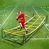 Soulchen 17 x 5 ft Running Ropes/Agility Ladder Soccer Footwork Training Net Adjustable Height Speed Ladder Basketball Football Soccer Training Equipment Fitness Workout Equipment for Youth Adults