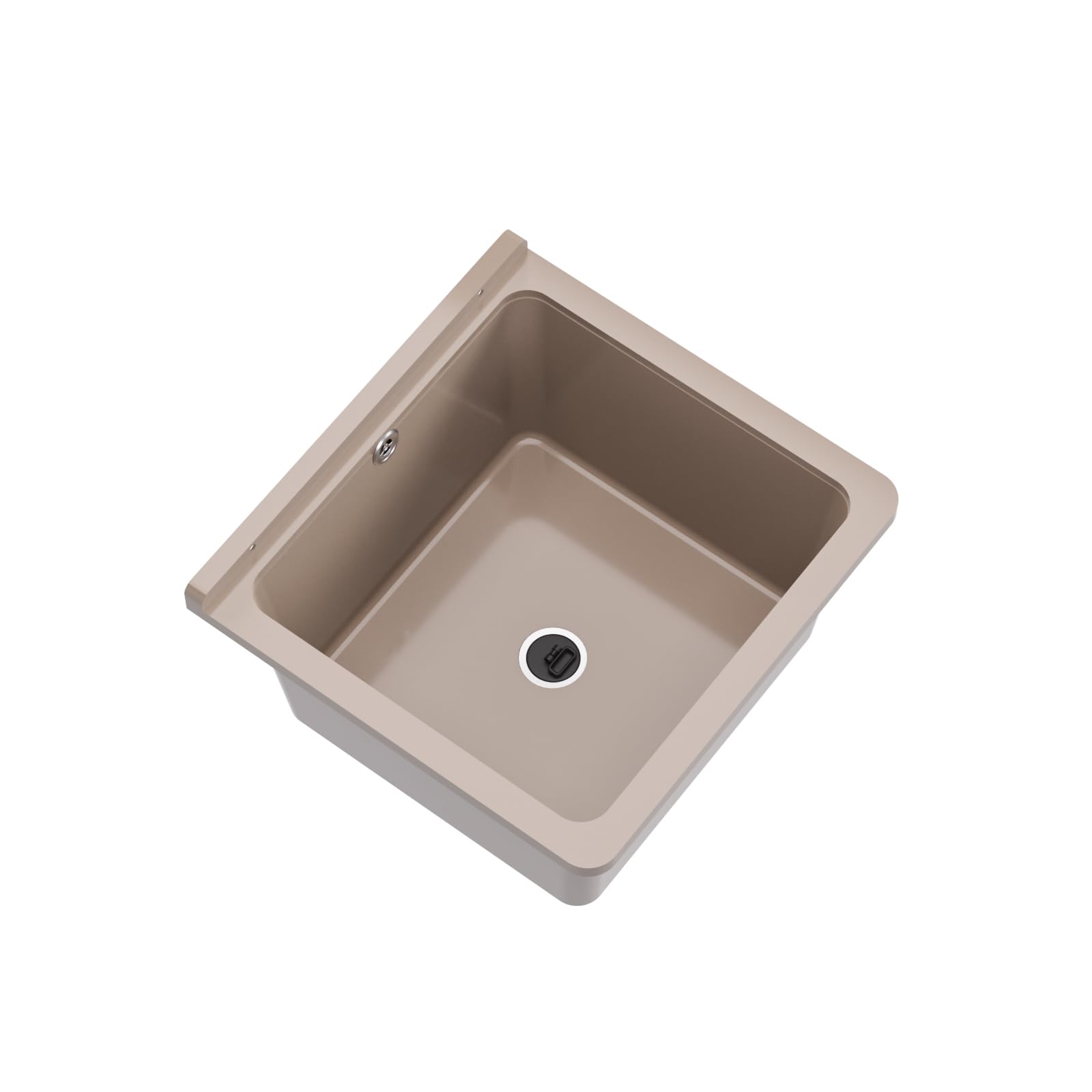QLS Lavandino Esterno Giardino Garage Cantina Lavanderia Officina (Beige) 40 x 38 cm in Plastica, Installabile a Parete, Ideale per Interni ed Esterni