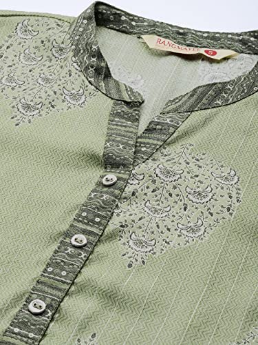 Image of Rapsodia Women's Green & Grey Gotta Patti Gold Foil Printed Straight Kurta with Palazzo.