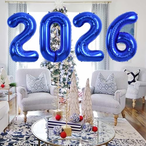 Image of TONIFUL 2026 Graduation Balloons 42Inch Navy Blue 2026 Number Balloons Aluminum Foil Mylar Balloons for New Year Eve Graduation Decorations Class of 2026 Anniversary 2026 Grad Party Supplies