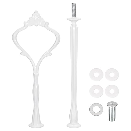 uxcell 1 Set Cake Tray Stand Handle Cupcake Dessert Plate Hardware Fitting Holder Rod Stand Handle for Cake Stand Wedding Party, 2-Tiers Large Crown White