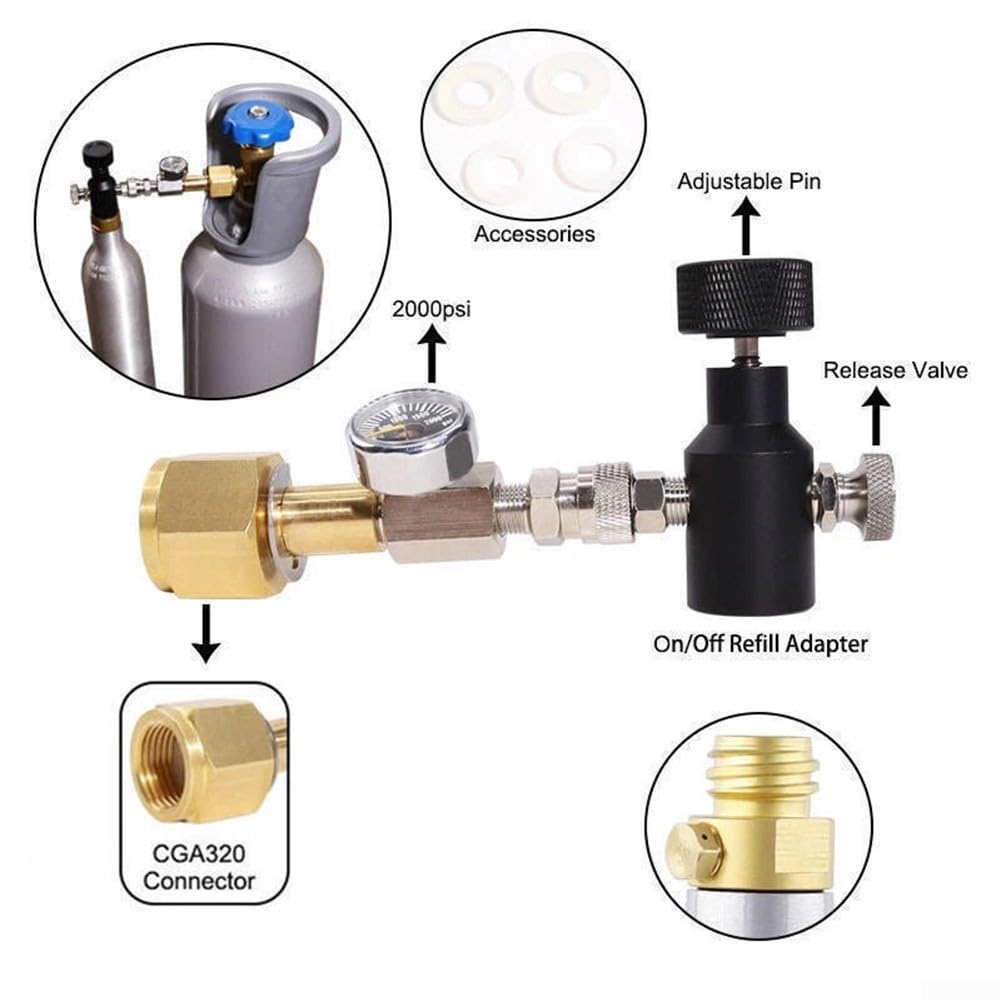 Adattatore di ricarica per bombola di acqua gassata con connettore filettato W21,8-14 per l'utilizzo con stazioni di rifornimento dell'acqua frizzante e cilindri esterni