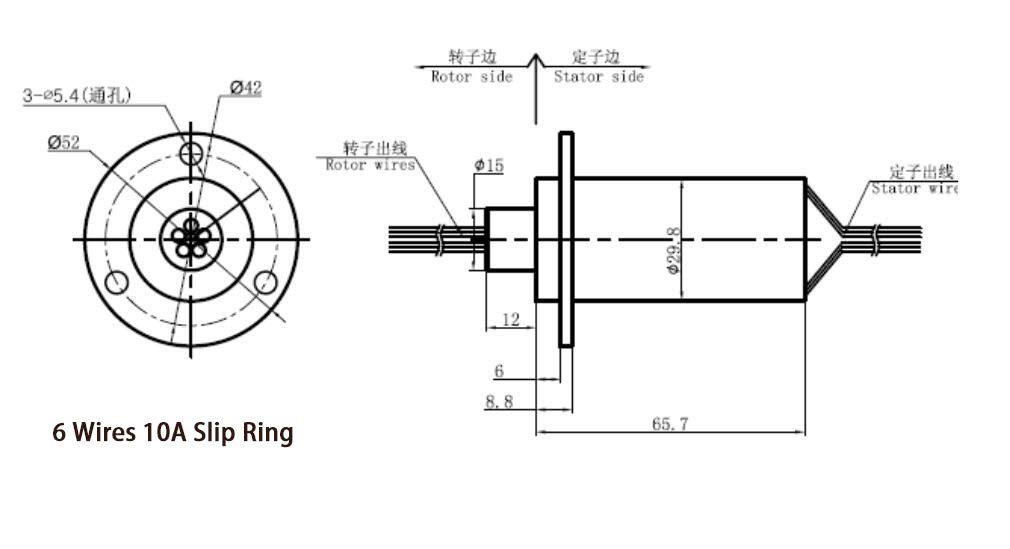 Taidacent 6 Wires12 Wires 2A 5A 10A 15A 20A 30A Collector Ring Rotary Electrical Contact Electrical Slip Ring Joint Rotary Connector 6 Wires 10A product thumbnail 3
