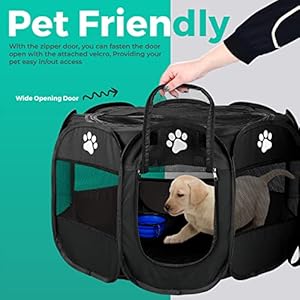 Dog Playpen Indoor for Small, Medium and Large Dogs. Portable Dog Pen,Foldable & Pop up Puppy playpen Indoor & Outdoor Travel. Puppy Kennel Comes with Additional Toys and Bag.(Small-Black)