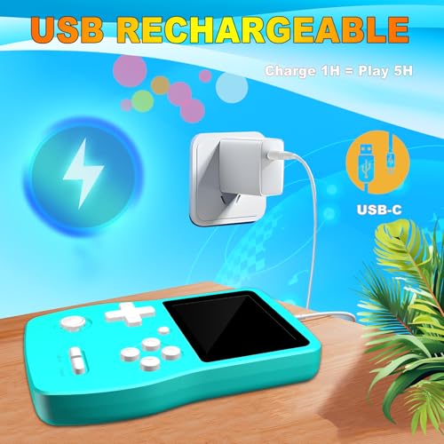 Image of 32 Bit Handheld Game for Kids Preloaded 139 Video Games,Roadtrip Travel Toy | 3.0 inch IPS Screen,5+Hrs Play,USB-C,Retro Gaming for Road Trip, Mini Travel Electronic Toy Xmas Birthday Gifts for Boys Girls