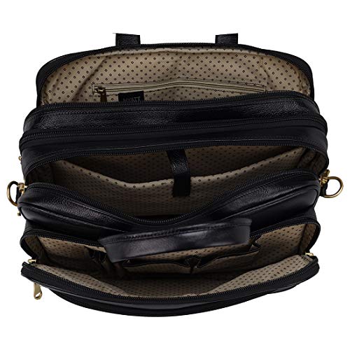 Image of HYATT Leather Accessories 16 Inch 24 litres Capacity Leather Laptop Office Briefcase for Men Upto16 inch Laptop Compartment Dimension-L-16 X H-12 X W-6 Inch Weight-1.4 KG (BLACK)