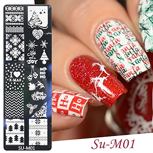 Christmas Nail Stamper Template Kit 6Pcs Nail Stamping Plates For Nail Art Snowflake Xmas Tree Image Nail Art Templates Nail Stamper Stencil Plates Set Manicure Nail Supplies #TOP4