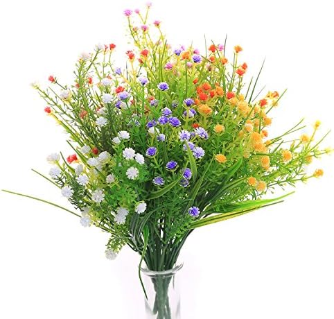 JAKY Global Artificial Flowers Gypsophila Babysbreath Fake Water Plants Bouquet 6 Bundle Fake Plants Wedding Bridle Bouquet Outdoor Home Office Christmas Decor(Mix Color)