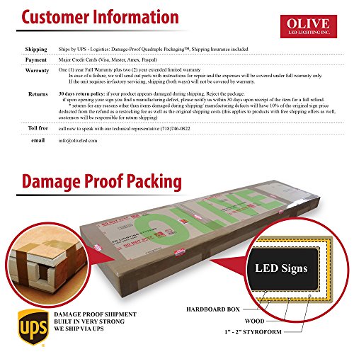 OLIVE LED Sign 3Color, RGY, 2Face, 15\"x40\" IR Programmable Scrolling Outdoor Message Display Signs EMC - Industrial Grade Business Ad Machine