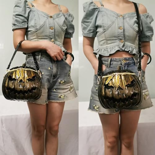 Image of Men and Women PVC Pumpkin Shaped Crossbody Shoulder Bag Handbag Halloween Pumpkin Purse