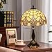 FUMAT Tiffany Table Lamp for Living Room End Side Table Lamps 20 Inch Tall Modern Bedside Nightstand Table Lamp for Bedroom W/Stained Glass Crystal Shade Home Office Large Farmhouse Table Lamps