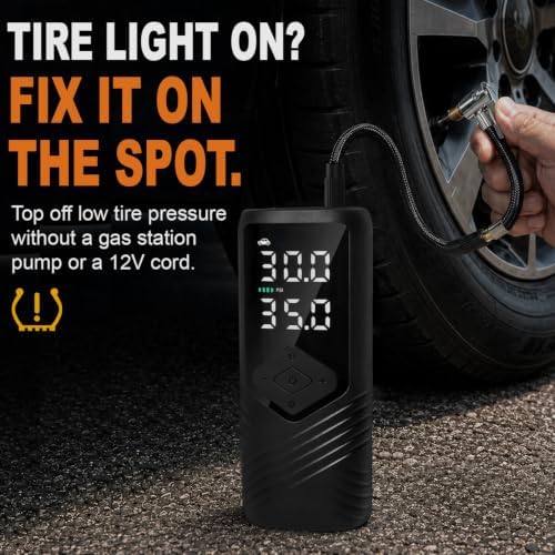 Tire Inflator Portable Air Compressor for Car Tires, Cordless Air Pump