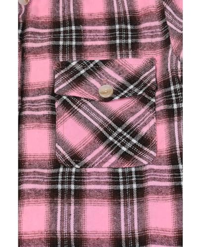 ZENTHACE Boys Sherpa Fleece Lined Flannel Plaid Button Down Shirt Jacket,Hooded Flannel Shirt with Hand Pockets4