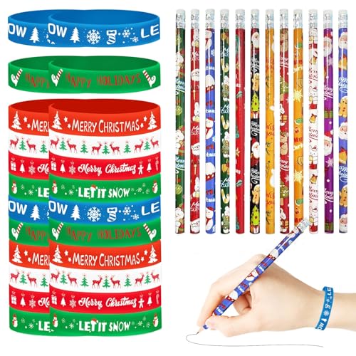 Set de 48 lápices navideños con borrador y pulseras miniatura 1