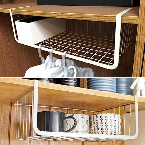 Kit conjunto 2 Cesto Organizador Gaveteiro Suspenso Prateleira Aramado Armario ou Mesa para Cozinha
