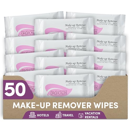 Fresh Aloe Makeup Remover Wipe for Hotel, AirBnB, VRBO, Vacation Rental (Case of 50)