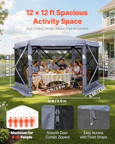 VEVOR 12x12FT Pop Up Gazebo Screen Tent
