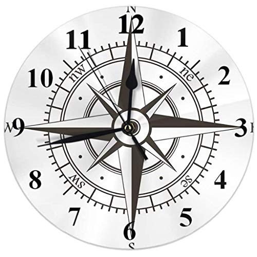 Wanduhr Kompass Wanduhr Wind Rose Vintage Navigationsgeräte Orientierungslauf Takt Runde Silent Nicht Ticking Wohnkultur 10 Zoll for Wohnzimmer