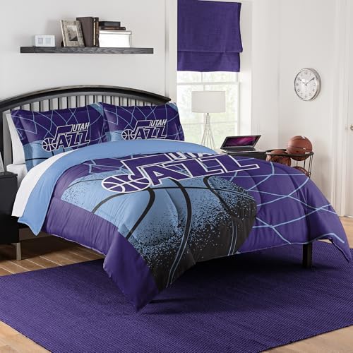 NORTHWEST Utah Jazz Officially Licensed NBA Comforter Set – Full/Queen & Twin/Twin XL – Soft Bedding with Team Logo & Pillow Shams – Basketball Fan Bedroom Set, Full/Queen