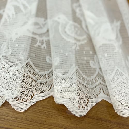 Aifish AF501 Ivory Lace Sheer Curtain Valance And Tier 3 Piece Kitchen Cafe Curtains Rooster Kitchen Curtain Panel Halloween Easter Tulle Door Curtain Rod Pocket Short Drapes Voile Window Treatment Set thumb #4