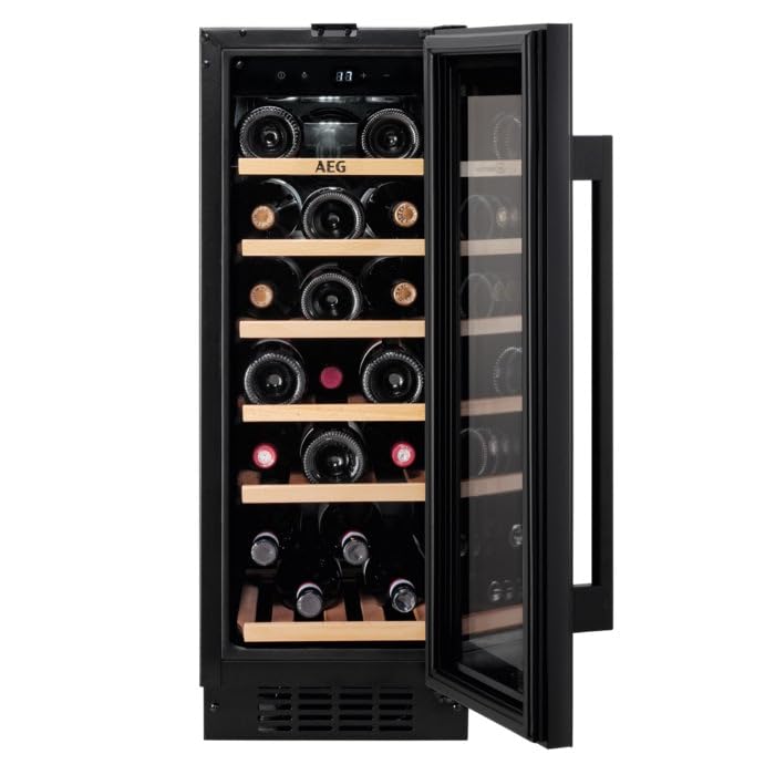 AEG Weinkühlschrank AWUS020B5B – Single-Zone 58 L, Ausziehbare Holzböden, LED, 5-18 °C, Nischenmaß 822x300x550 Mm