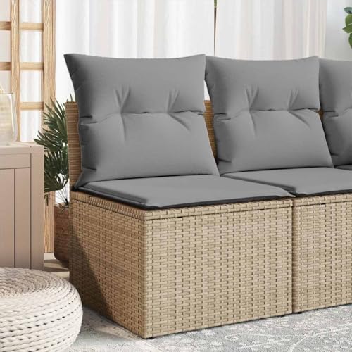 Genérico Sillón de Esquina de jardín con Cojines ratán sintético Beige