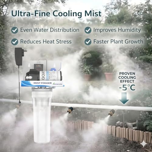 Image of Homenote Automatic Timer Mist Maker Fogger for Home & Poultry Farm with 100 GPD Pump, 10 Nozzles & 15 m Pipe | Fogger kit for Dairy Farm | Ideal for Outdoor Cooling & Humidification Use (Black)