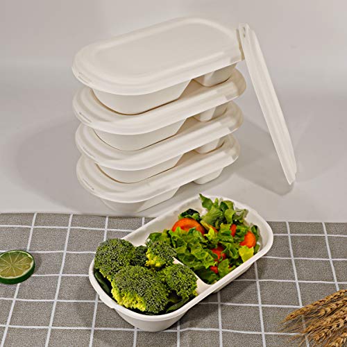WELLIFE 60 Pack Biodegradable Food Containers, Two