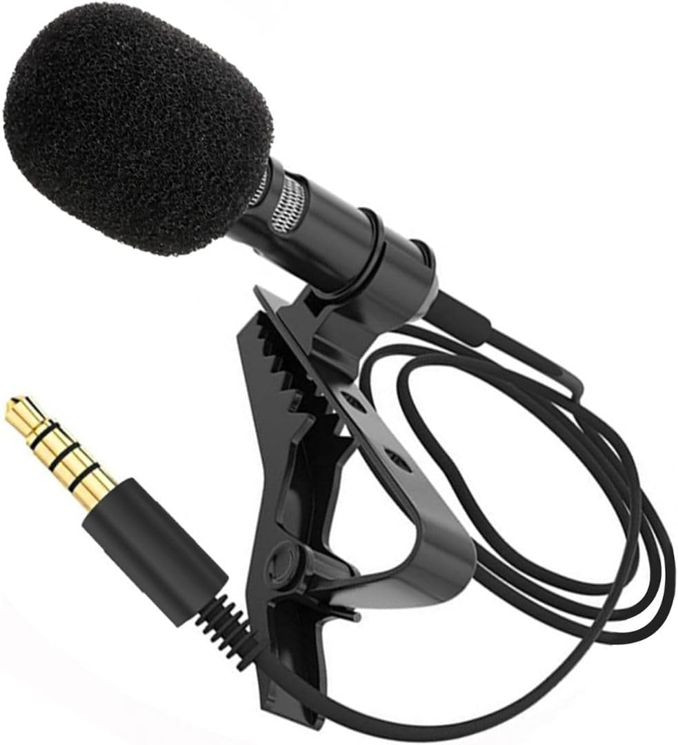 Lavalier Microphone, Mini Clip-on Lapel Microphone, Omnidirectional Condenser Mic with 3.5mm Jack For PC, Laptop and all Types of Smartphones, DSLR Camera Recording Podcast.