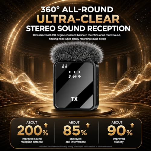 Image of EMBOX Omnidirectional Mic for YouTube | Plug & Play Wireless Mic Set 30m Range | Microphone for Video Recording DSP Noise Cancellation Collar Mike LED Type C for Vlogging, Podcast (F11)