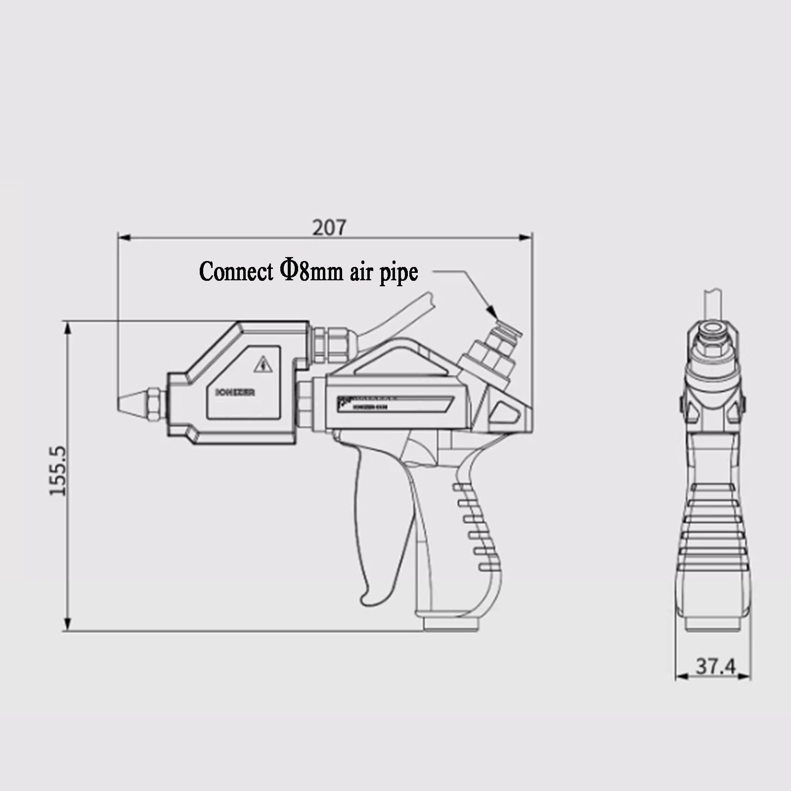 Pistolet eliminatora statycznego, generator wysokiego napięcia 6 kV z dyszą Rc1/4, szybka eliminacja 1 s do naprawy elektronicznej i zastosowań antystatycznych