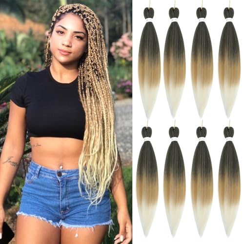 Ombre Braiding Hair Pre Stretched 24 Inch 8 Packs Synthetic Hair Extensions