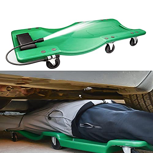 Chariot de mécanicien roulant en plastique pour garage, atelier de réparation automobile et domestique, avec appui-tête rembourré et deux plateaux à outils, pour atelier de réparation automobile à do