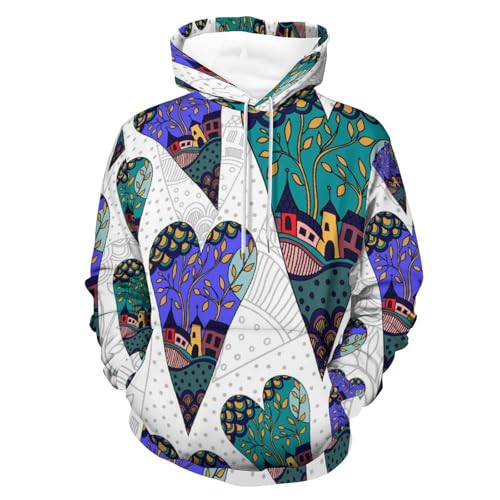 Sweat à capuche Ville d'amour pull manches longues pour homme et femme coupe unisexe S