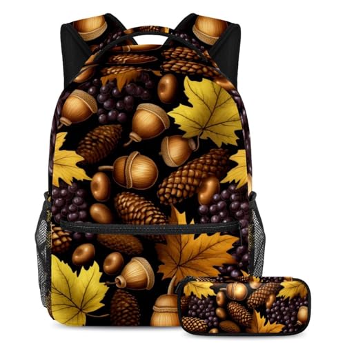 Cartable Thanksgiving avec trousse pour ados et enfants | Set scolaire multicolore