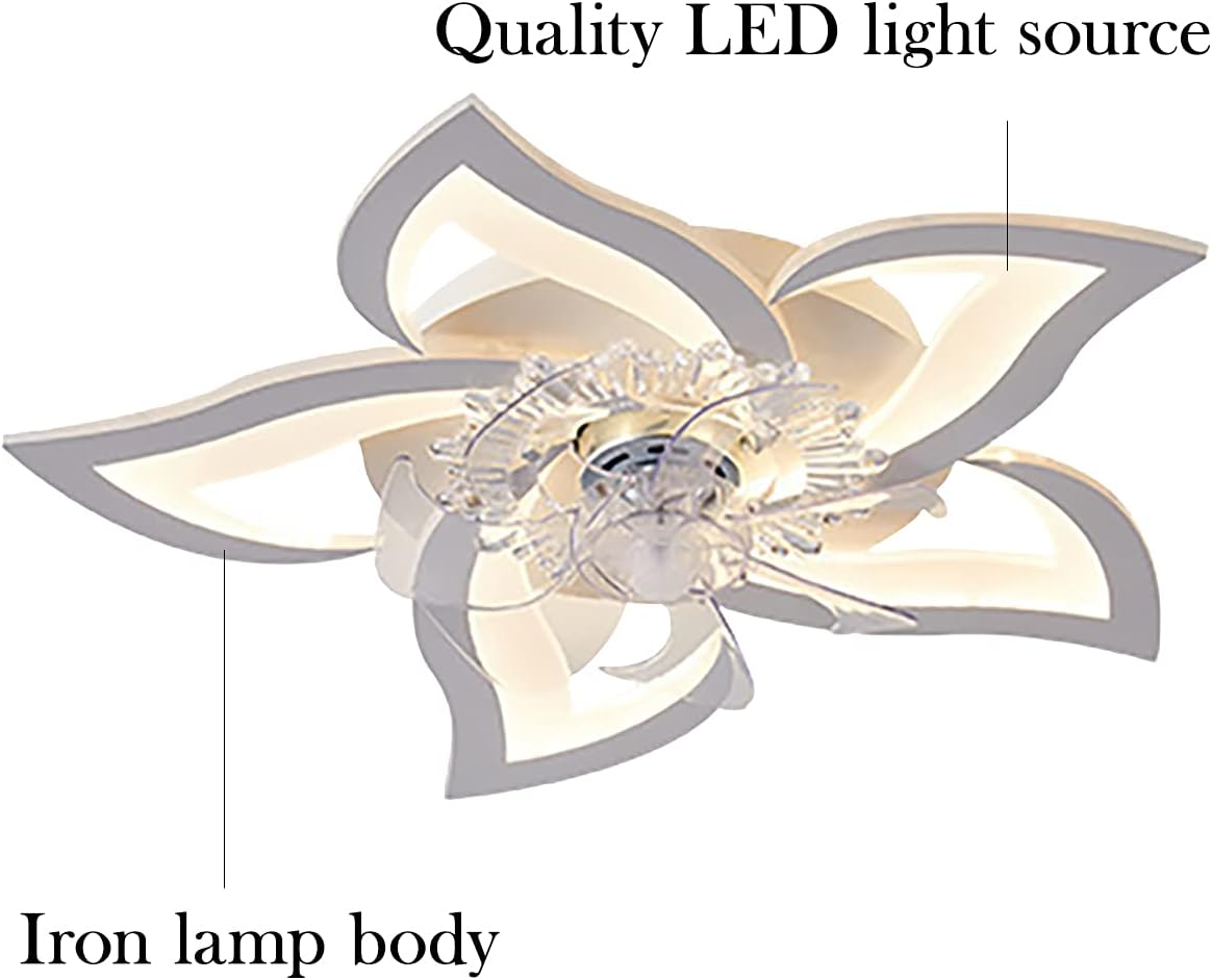 YUEGOO Floral Ceiling Fan with Light and Remote Control Motor Reversible 6 Speed Silent Ceiling Fans with Lamps Dimmable for Bedroom Living Room with App Timer/D