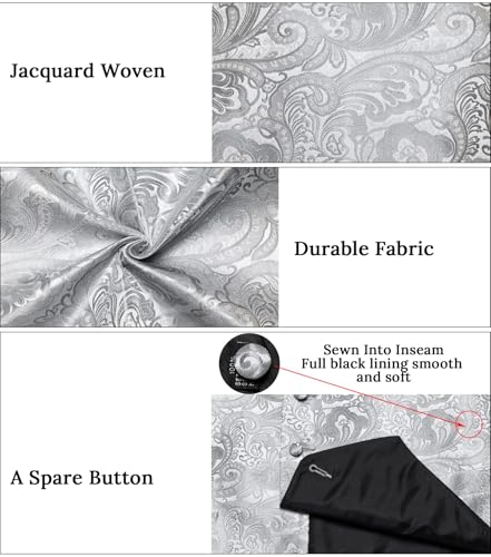 Image of DiBanGu Mens Paisley Suit Waistcoat,Silk Dress Vest and Bowtie Pocket Square Cufflinks with Lapel Pin Set for Wedding Tuxedo
