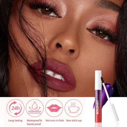 Image of evpct 3Pcs Maroon Mauve Red Nude Brown Peel Off Lip Stain Tints, Matte Liquid Lipstick Lip Stain Long Lasting Waterproof for Women, Longwear Lipstick Peel Off Highly Pigmented Smudge-proof Easy Apply