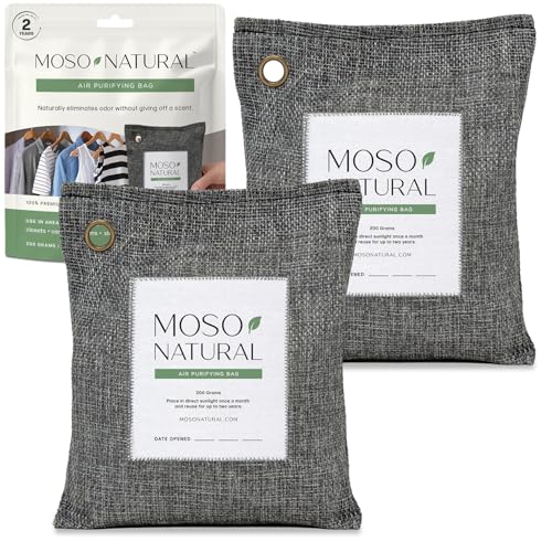 Moso Natural Air Purifying Bag 200g (2 Pack) HGTV Editor's Pick | Premium Bamboo Charcoal Odor...