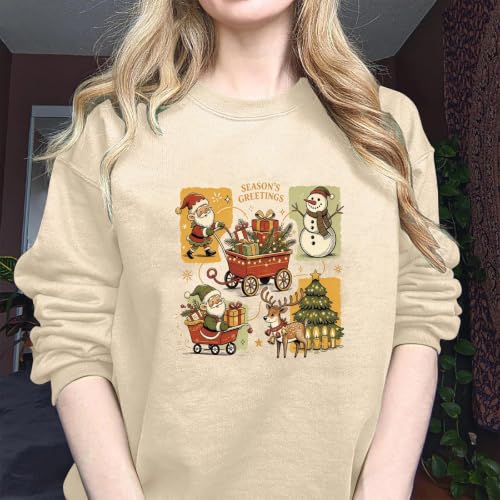 Ssuyeuri Christmas Sweatshirts for Women Santa Xmas Tree Crewneck Pullover - image 3