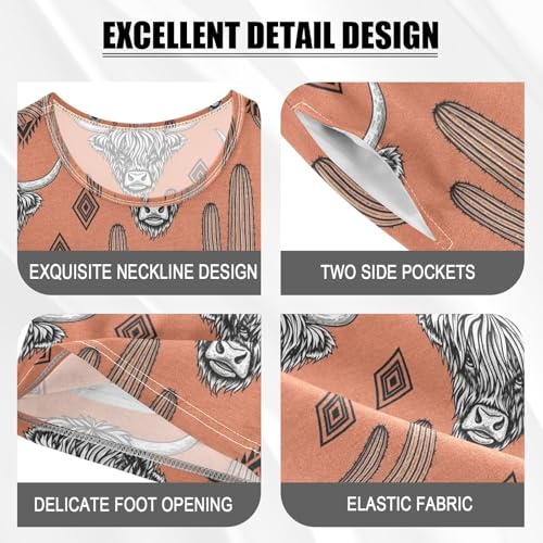 Pajama Short Sets Western Cow Cactus Pattern Soft Cotton Summer Sleepwear 2 Piece PJS Size 5-14T3