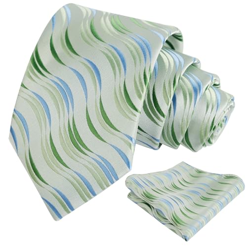 Image of Alizeal Mens 3.15'' Gradient Novelty Pattern Tie Set with Pocket Square Casual Color Tie Set