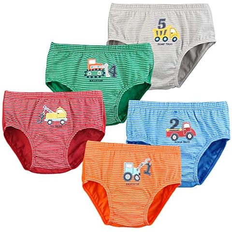 Auranso Boys Underwear Toddler Boxer Briefs Striped Car Truck Pattern Boy Shorts Underpant, Multicoloured, 2-3 Years Cover