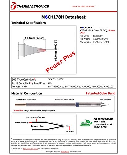 Image of Thermaltronics M6CH178H Chisel 30deg 1.0mm (0.04in), Power Plus