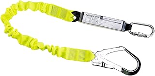 Portwest Línea De Amarre Elástica Sencilla Con Absorbedor, Color: Amarillo, FP53YER