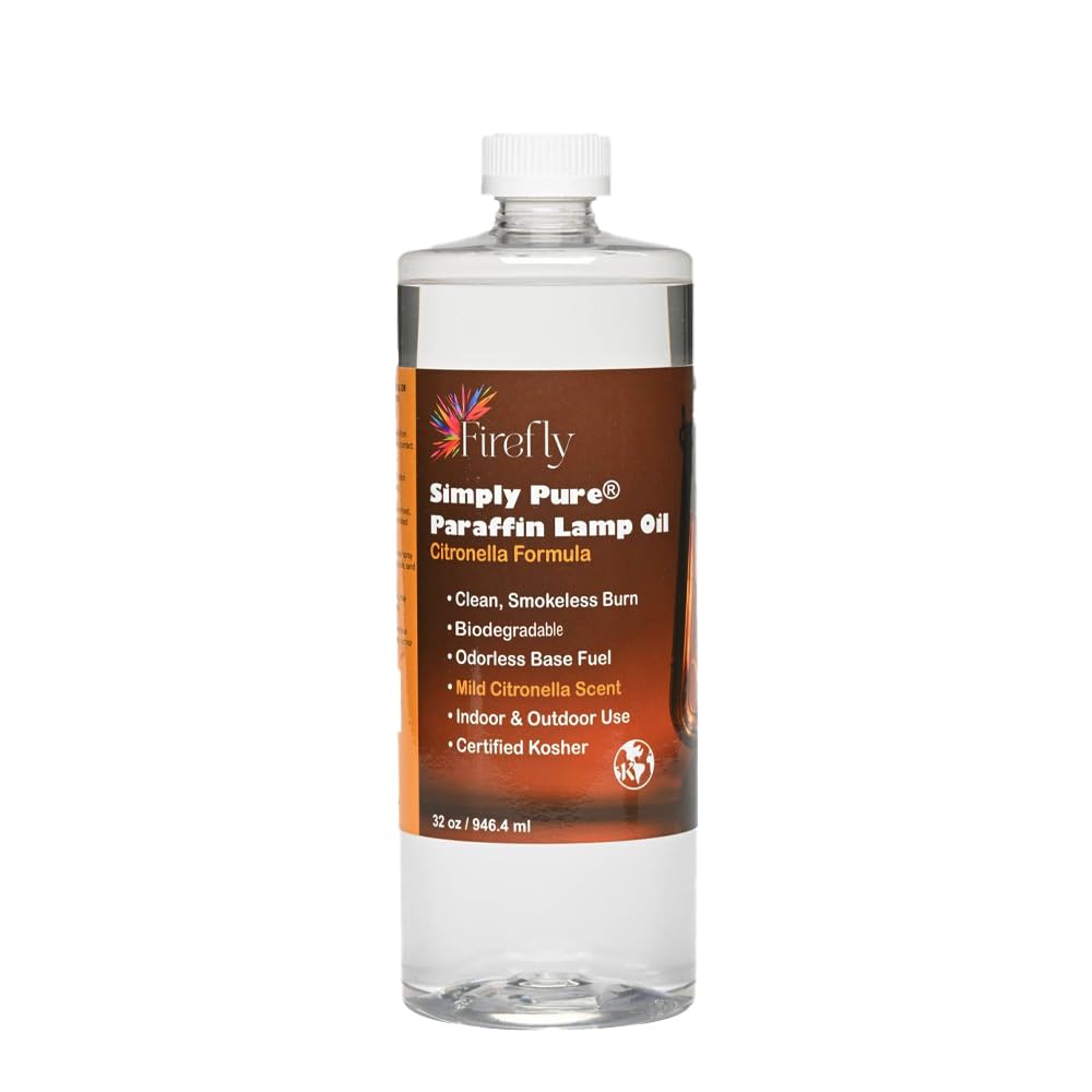 Firefly Fuel Premium Liquid Paraffin Lamp Oil for Indoor Use 32 oz - Indoor Smokeless Odorless Paraffin Oil Fuel for Lamps, Lantern, Candle, Citronella, Kosher