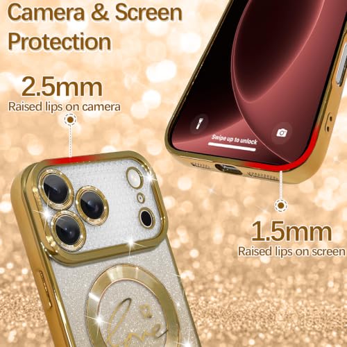 Image of ZIYE Magnetic Case Designed for iPhone 18 Pro Max Max Glitter Case -Gold