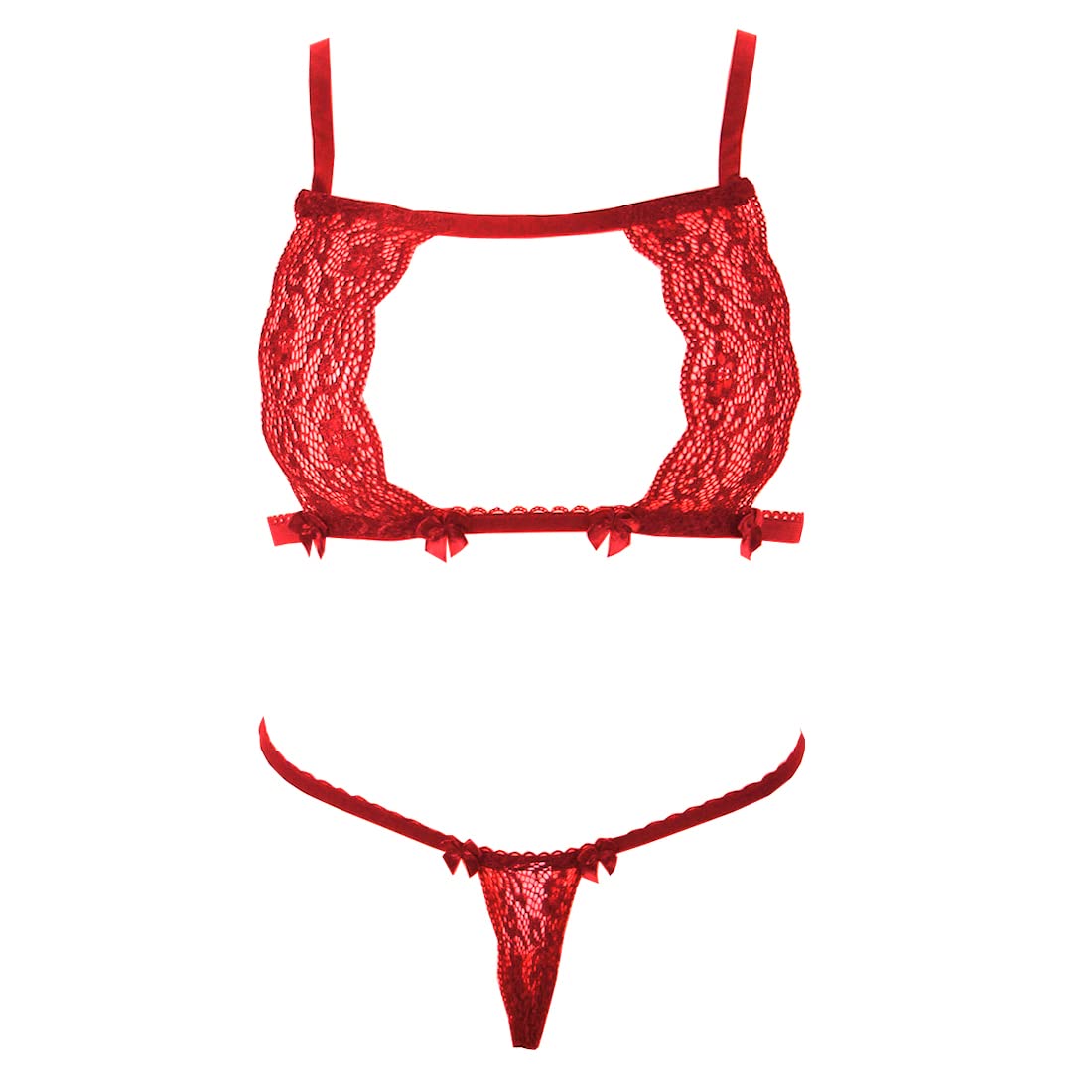 psychovest Women's Sexy Lace Stripped Bra and Panty Lingerie Set Free Size-picture-37