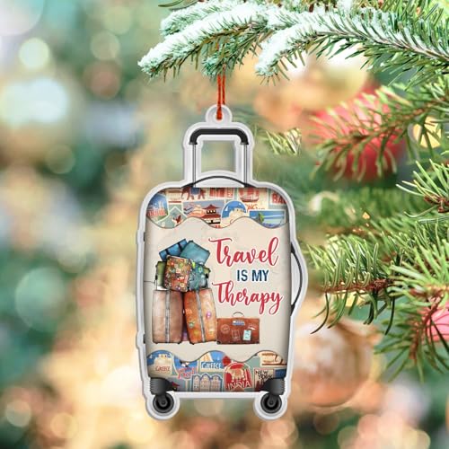 Traveling Christmas Ornament - World Traveler Aluminum Ornament for Tree